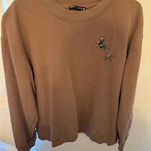 Embellished Brown Sweatshirt